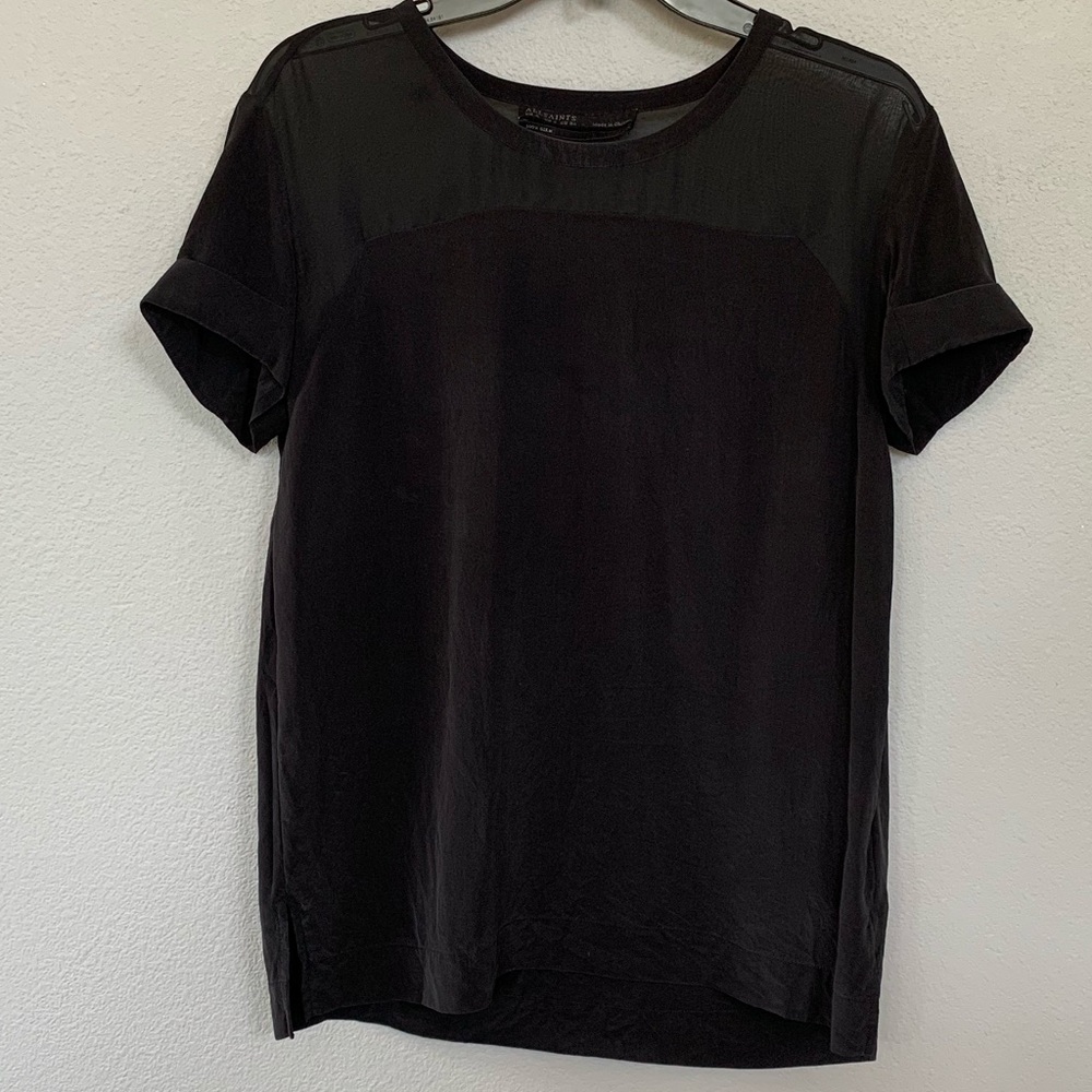 Silk shirt with sheer panel